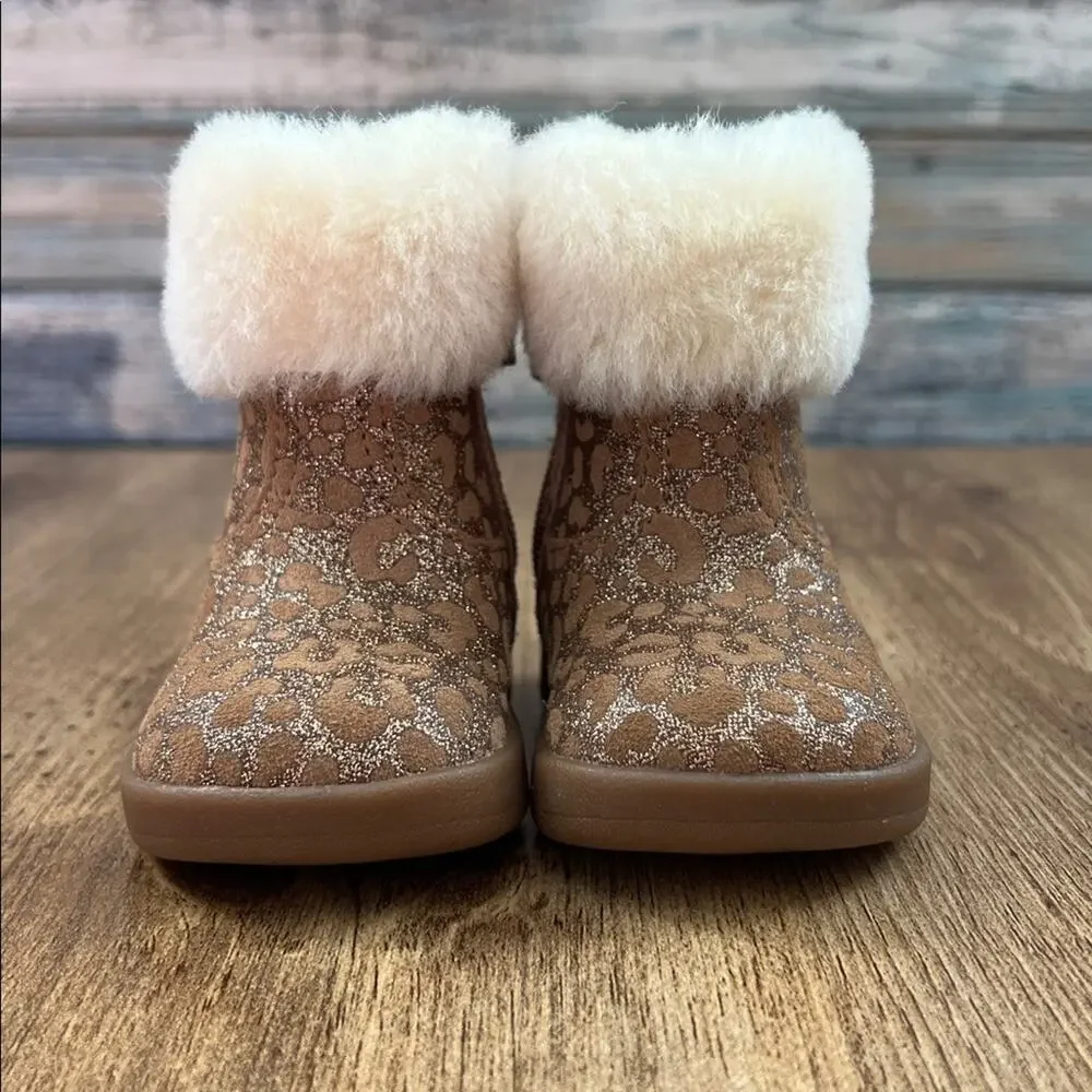 Ugg Baby Jorie II Glitter Leopard Booties Size 0/1